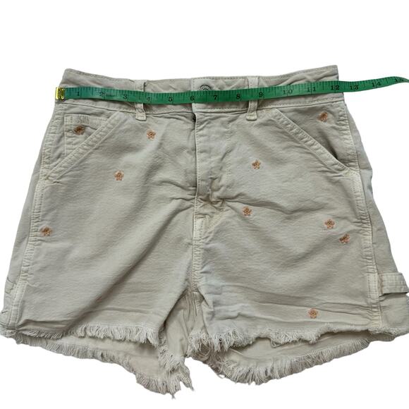 AMERICAN EAGLE Tan Flower Embroidered Highest Rise 90s Boyfriend Short Size 0 - Picture 5 of 7